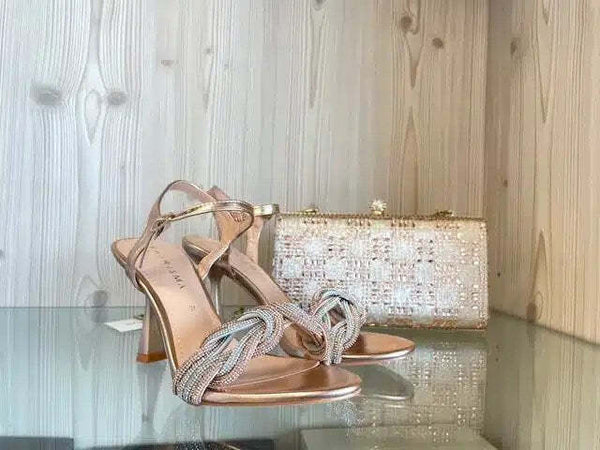 KHARISMA Sandalo con Strass Laminato Rosa Oro Argento