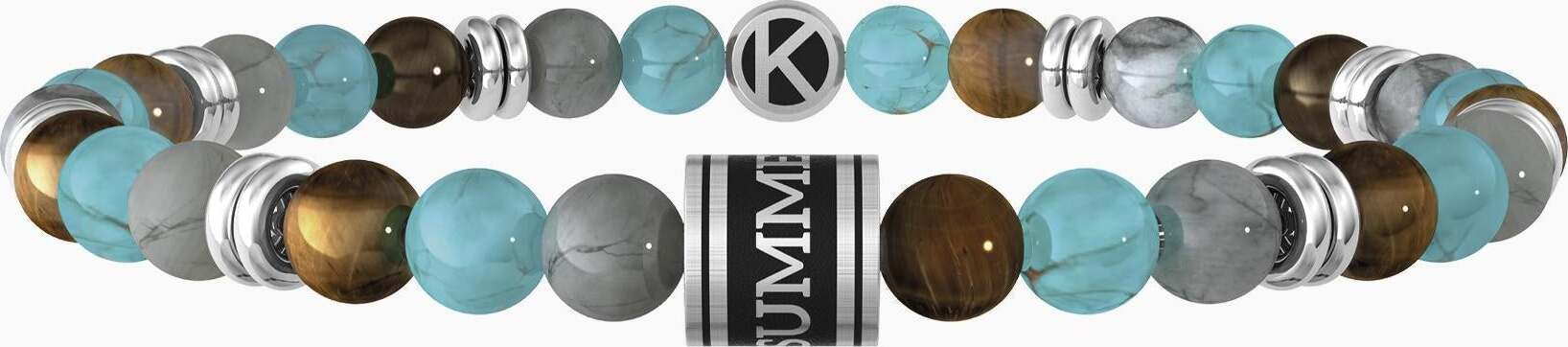 Kidult---Bracciale-elastico-uomo-con-pietre-multicolor-e-frase-summer-SUMMER-VIBES