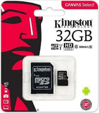 Kingston-Micro-Sd-32-Gb-Classe-10-Microsd-80-Mb/s-Canvas-Scheda-Memoria-32gb