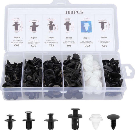 Kit 100pz Rivetti In Plastica Clip Viti Per Interni Auto Pannello Paraurti Porta Auto e Moto/Parti per auto/Allestimenti interni/Dadi e bulloni Trade Shop italia - Napoli, Commerciovirtuoso.it
