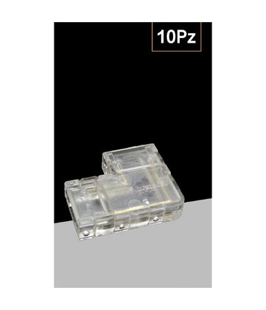 Kit 10pz Connettore Trasparente Angolare Per Striscia Strip Led 2pin 8mm Cn8mm-l