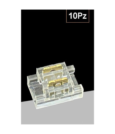 Kit 10pz Connettore Trasparente Lineare Per Striscia Strip Led 2 Pin 5mm Cn5mm-d