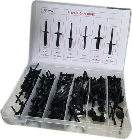 Kit-115-Pz-Plastica-Trim-Clip-Rivetti-Clip-Fermi-Di-Spinta-Auto-Paraurti-Porta
