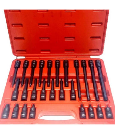 Kit 26 Pz Inserti Inserto Torx Chiavi Bussola 1/2 Lunghe Auto Meccanico Fs-43612