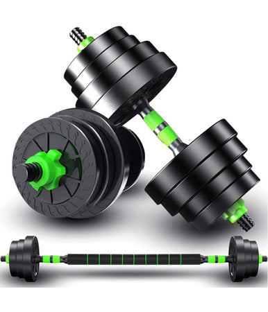 Kit 2in1 Bilanciere + Manubri Con Pesi Regolabili Componibili Palestra Tot 30 Kg
