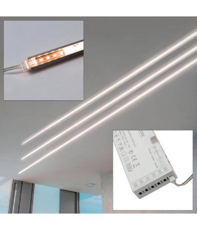 Kit 3pz Barra Led 36w Profilo Alluminio Alimentatore 12v Luce 4000k Sotto Pensile