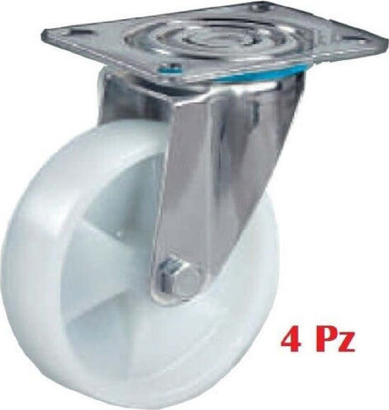 Kit-4-Ruote-Nylon-Rotelle-Ruota-Rotella-Per-Carrello-Carrelli-Staffa-Girevole