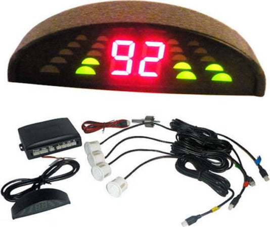 Kit-4-Sensori-Di-Parcheggio-Con-Display-Led-Wireless-Suono-Fresa-Grigio