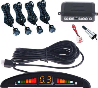 KIT-4-SENSORI-DI-PARCHEGGIO-CON-DISPLAY-LED+SUONO-NERI