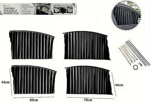 Kit-4pz-Tenda-Tendina-Parasole-Proteggi-Sole-Raggi-Uv-Magnetica-Auto-Nera-70168