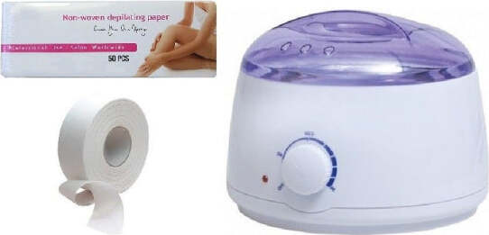 Kit-50-Strisce-+-Rotolo-50mt-Depilatoria-+-Scaldacera-Elettrico-Professionale