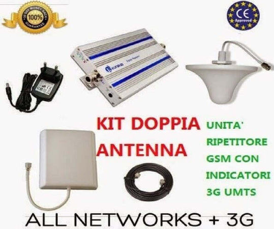 Kit Amplificatore Gsm Ripetitore 3g Umts Doppia Antenna Cellulari Smartphone Elettronica/Cellulari e accessori/Accessori/Amplificatori di segnale Trade Shop italia - Napoli, Commerciovirtuoso.it