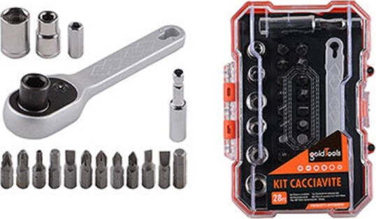 Kit-Cacciavite-Cricchetto-Multiuso-28pz-Magnetico-Con-Teste-Intercambiabili-92186