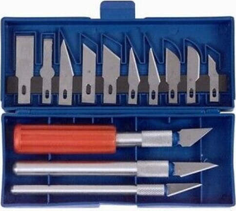 Kit-Coltelli-Per-Balsa-16-Pezzi-Lame-Di-Acciaio-Taglia-Balza-Modellismo