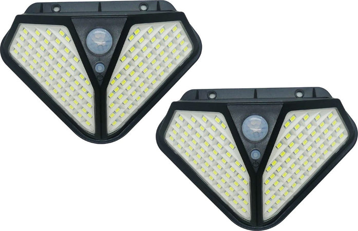 Kit da 2 Luci LED solare Sensore di movimento PIR 3 modalità di illuminazione da parete a due lati 102 LED