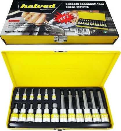 Kit-Di-Bussole-Esagonali-18-Pezzi-Cromo-Vanadio-Helved-Hld10120-In-Acciaio-Cromo
