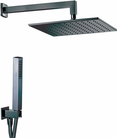 Kit doccia quadrato in ottone, completo nero opaco