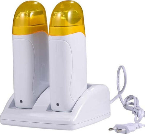Kit-Doppio-Scaldacera-Rullo-+-Ricarica-Base-Per-Strisce-Depilatorie-Cera-Ceretta