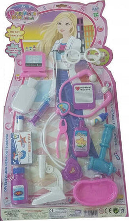 Kit-Dottoressa-Stetoscopio-Occhiali-Siringa-Microscopio-Martelletto-Giocattolo