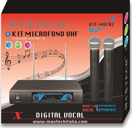 Kit Microfoni Wireless Ricevitore Uhf Radiomicrofoni 2 Canali Karaoke Maxtech Kit-mic02 Elettronica e telefonia > Accessori Audio e Video > Microfoni Trade Shop italia - Napoli, Commerciovirtuoso.it
