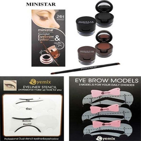 Kit-Occhi-Sopracciglia-Ministar-Eyeliner-Stencil-Pennello-Appilcatore-Gel-Forme