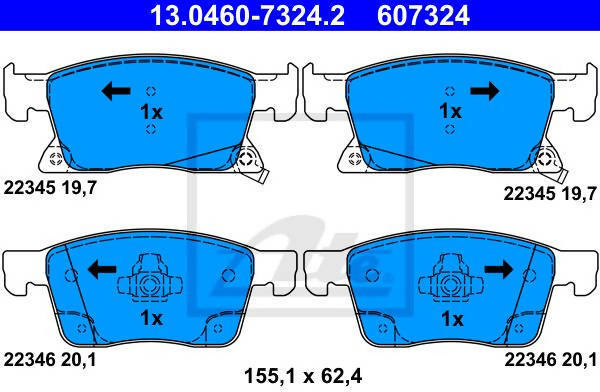 Kit Pastiglie Freno Anteriore Opel K 2015 Ate 607324 Set Ricambio Pastiglie Freno Auto