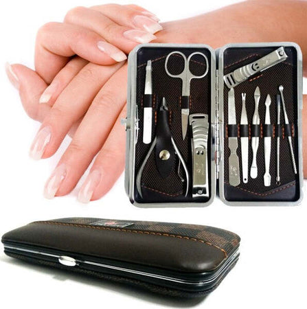 Kit-Professionale-Manicure-Pedicure-Sopracciglia-11-Pezzi-In-Custodia-Ecopelle