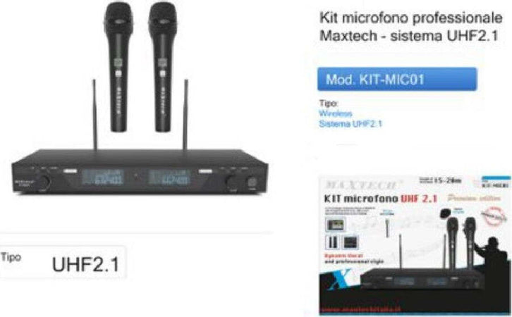 Kit Radiomicrofoni Wireless 2 Canali Uhf Ricevitore Display Digitale Maxtech Kit-mic01 Elettronica e telefonia > Accessori Audio e Video > Microfoni Trade Shop italia - Napoli, Commerciovirtuoso.it