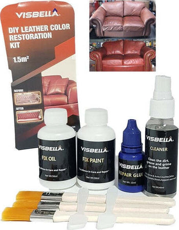 Kit-Restauro-Pelle-Divani-Scarpe-Interni-Auto-Ripara-Ravviva-Cuoio-Visbella