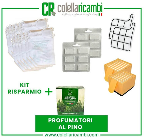 Kit Risparmio Ricambi Folletto Compatibili VK135 VK136 12 Sacchetti 12 Profumi 2 Filtri Griglia Motore 2 Microfiltri Hepa