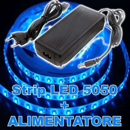 Kit-Striscia-Led-5050-Flessibile-5m-Adesiva-Con-Alimentatore-3a-Blue-Blu-Ip65