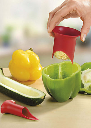 KIT SVUOTA PEPERONI VERDURA PEPERONE ACCESSORIO STRUMENTO CUCINA SCAVINO VERDURE Casa e cucina/Utensili da cucina/Sbucciatori e tagliafrutta/Levatorsoli Trade Shop italia - Napoli, Commerciovirtuoso.it