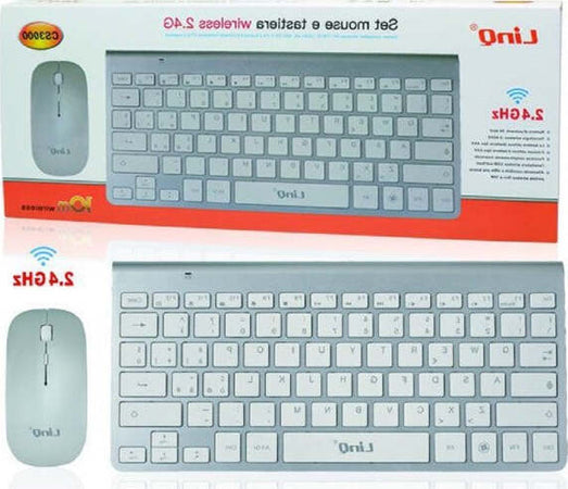Kit-Tastiera-+-Mouse-Slim-Sottile-Wireless-2.4ghz-Fino-A-10-Metri-Computer-Cs3000