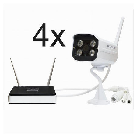 Kit Telecamere Videosorveglianza Wifi Wireless Hd Ip Nvr Fino 100m Maxtech Kit-w001