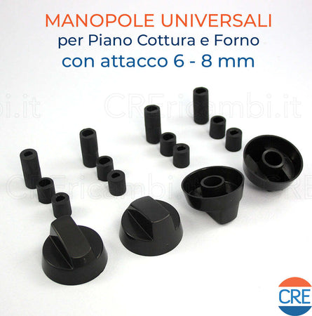 Kit-Universale-Nero-4-Manopole-con-Innesto-Attacco-da-6-/-8-mm