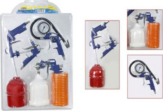 Kit-Utensili-Aria-Per-Compressore-5-Pezzi-Aerografo-Pistola-Tubo-Manometro