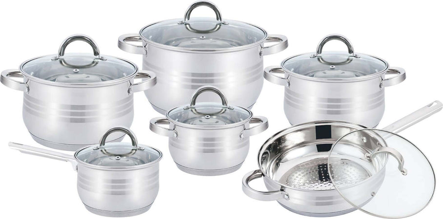 Kitchen Pro Plus Kp-1251: Set Pentole 12 Pezzi Inox Coperchio In Vetro Trasparente Art. 524 Casa e cucina/Pentole padelle e pirofile/Pentole e padelle/Set/Set di pentole L’Orchidea - Siderno, Commerciovirtuoso.it