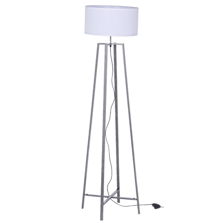 Piantana mathis grigio anticato in acciaio verniciato a polvere paralume in cotone h 156 cm