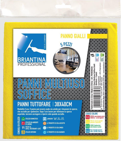 La-Briantina-PAN03653A-Panno-Multiuso-Soffice,-38-x-40-cm,-Giallo,-5-Pezzi