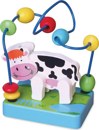 Labirinto-con-Perline-Animali-Mucca-Giocattolo-Prima-Infanzia-Bambini-in-Legno