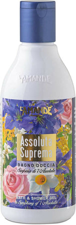 L'amande - Bagnoschiuma Donna Con Acido Ialuronico E Vitamina E, Docciaschiuma Gel Detergente E Idratante Corpo Ad Azione Emolliente, Bagno Schiuma Delicato E Naturale, Assoluta Suprema 250 Ml