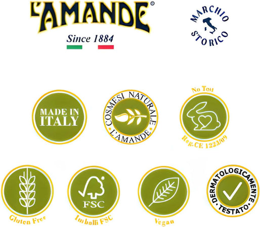 L'amande - Bagnoschiuma Donna Con Acido Ialuronico E Vitamina E, Docciaschiuma Gel Detergente E Idratante Corpo Ad Azione Emolliente, Bagno Schiuma Delicato E Naturale, Assoluta Suprema 250 Ml