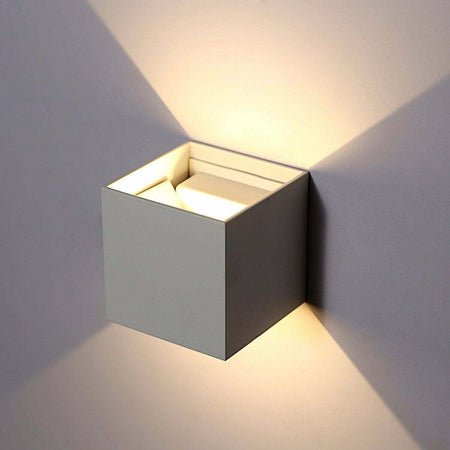 Lampada-12w-COB-LED-Cubo-GRIGIO-Applique-Parete-220V-Luce-Biemissione-1200lm-Regolabile-IP65