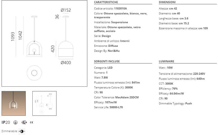 Lampada a sospensione Artemide Yanzi Suspension