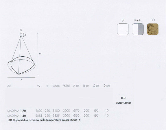 Lampada a sospensione Icone DIADEMA 1.70