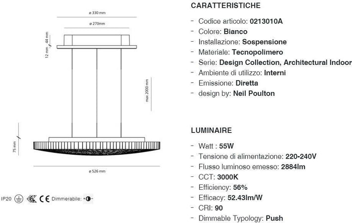 Artemide Calipso Lampada a Sospensione