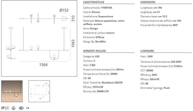 Lampada a sospensione LED Artemide Yanzi Suspension 1