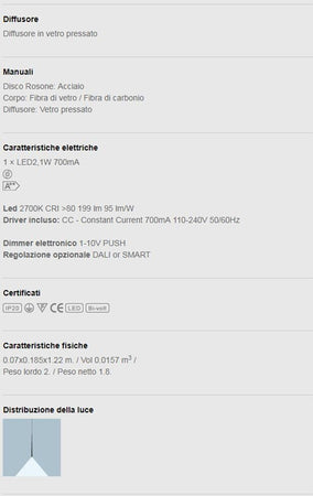 Lampada a sospensione Vibia Slim 1 H100 1Luce