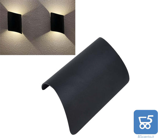 Lampada da Parete Applique  Nera a Prova di Umidità per Esterni e Interni 3000K