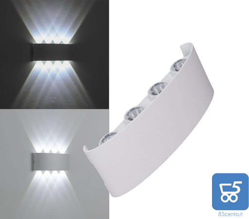 Lampada da Parete a LED Applique 6000K Luce Fredda per Esterni Corpo in Alluminio BIANCA - EX DEMO